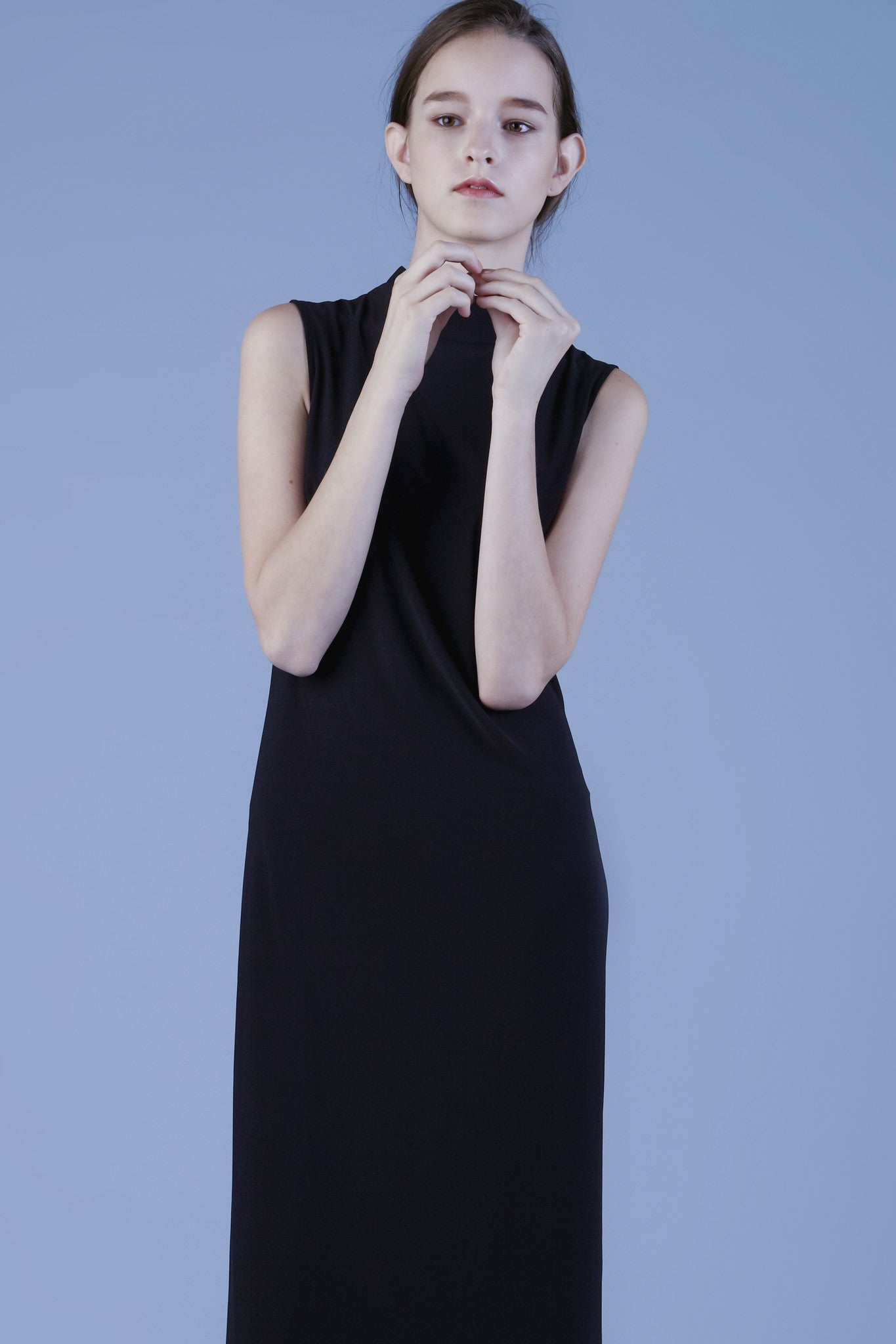 Jersey Mock Turtleneck Maxi Dress #03b - Emporium of the Modern Man
 - 2