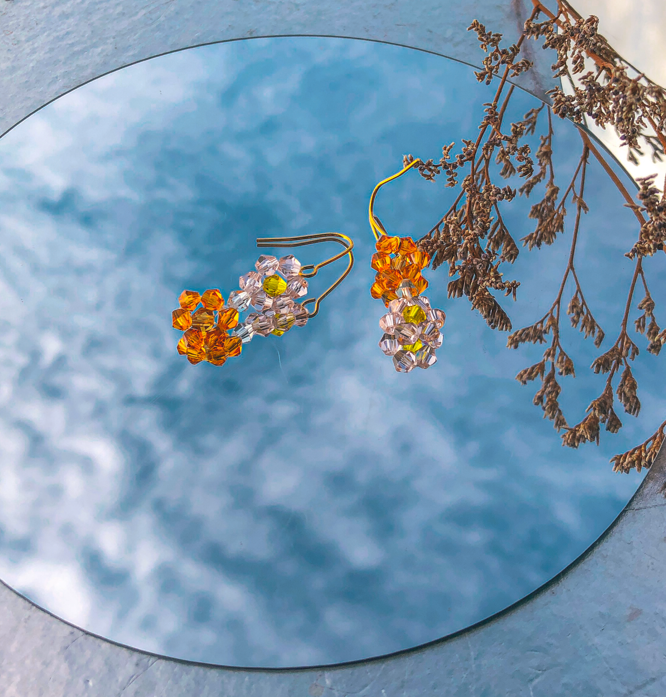 Rhea Beaded Flower Earrings by Veronique
