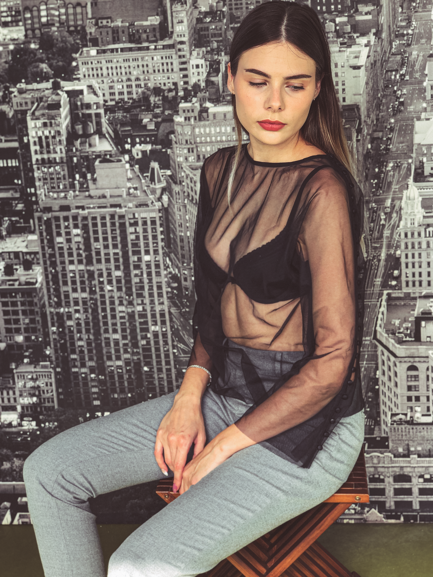 Sheer Button-Up Top by Ultramarine Studio