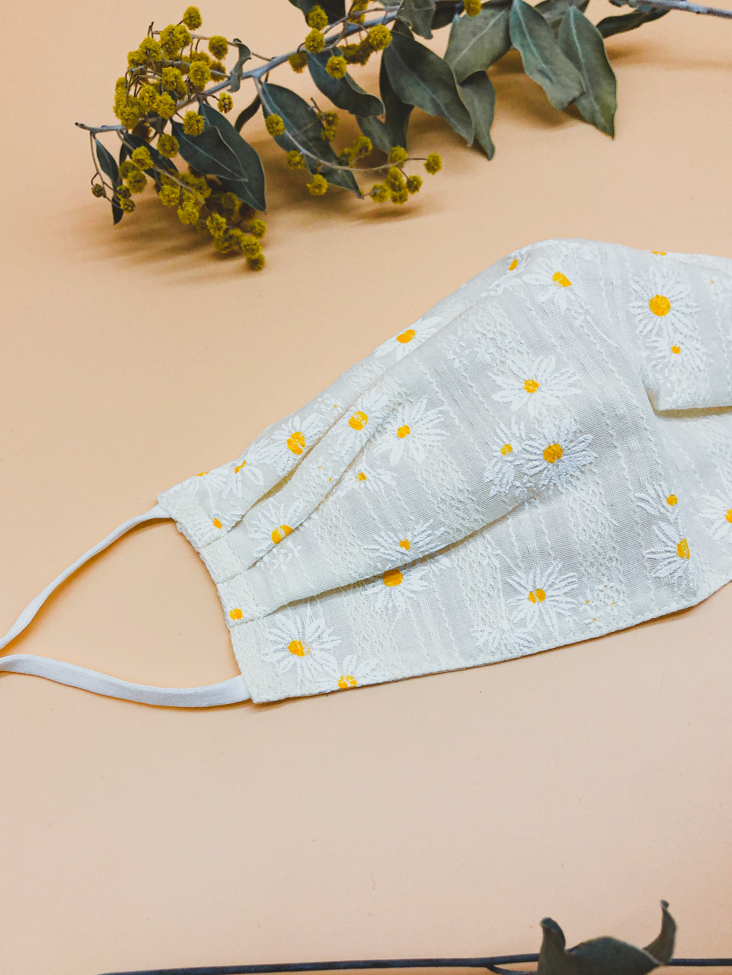 Embroidered Daisy Reusable Face Mask by Veronique