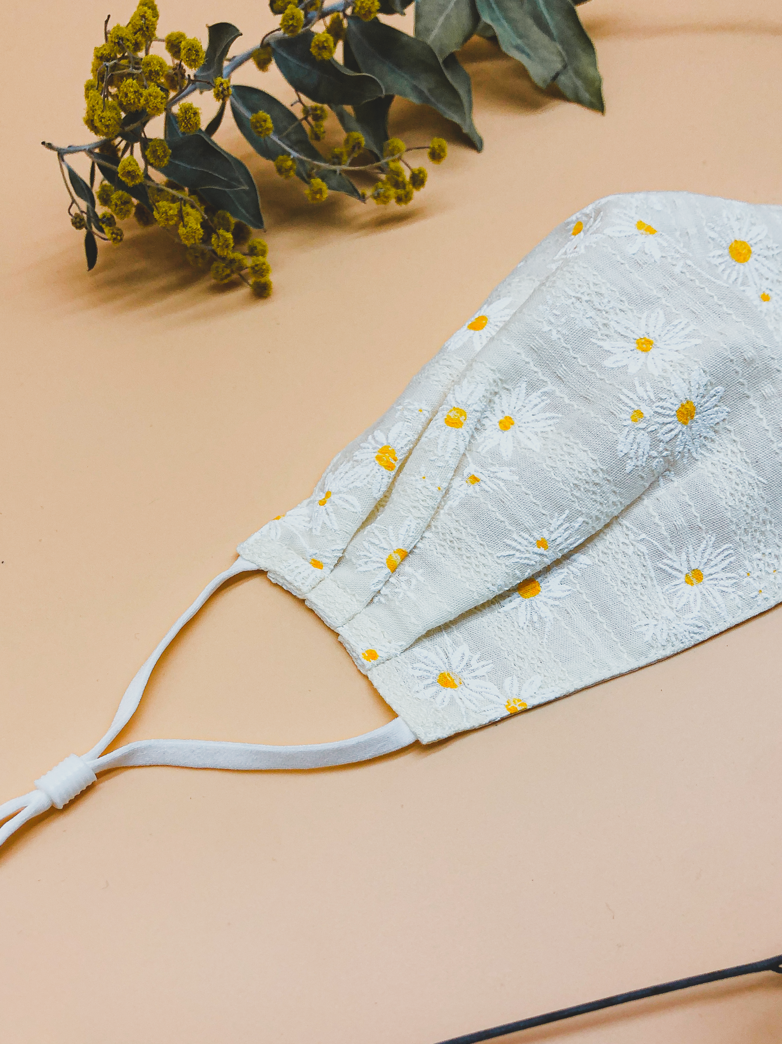 Embroidered Daisy Reusable Face Mask by Veronique