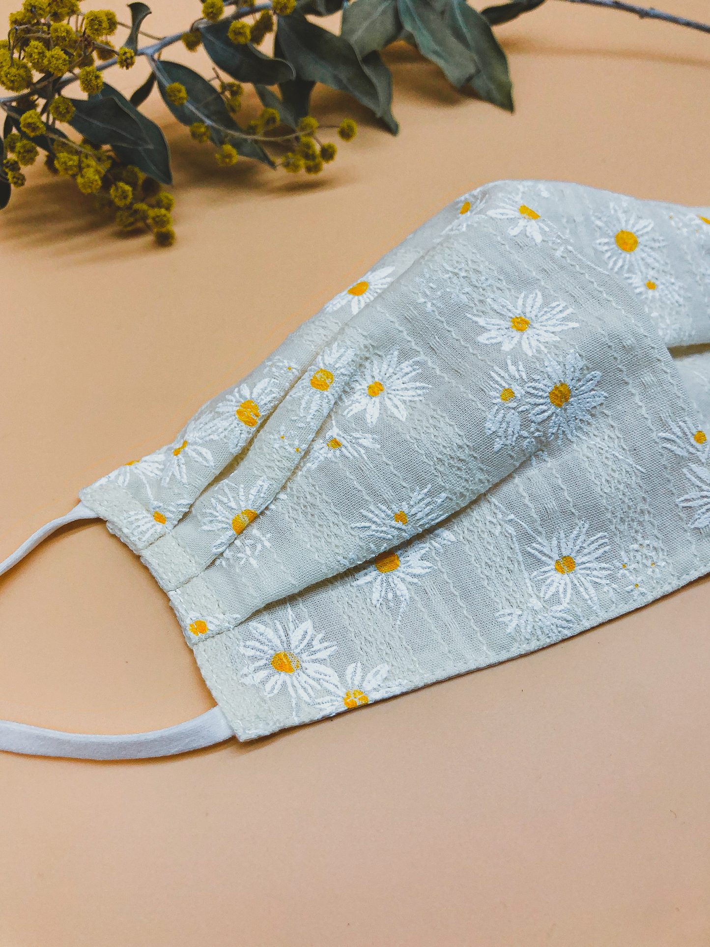 Embroidered Daisy Reusable Face Mask by Veronique