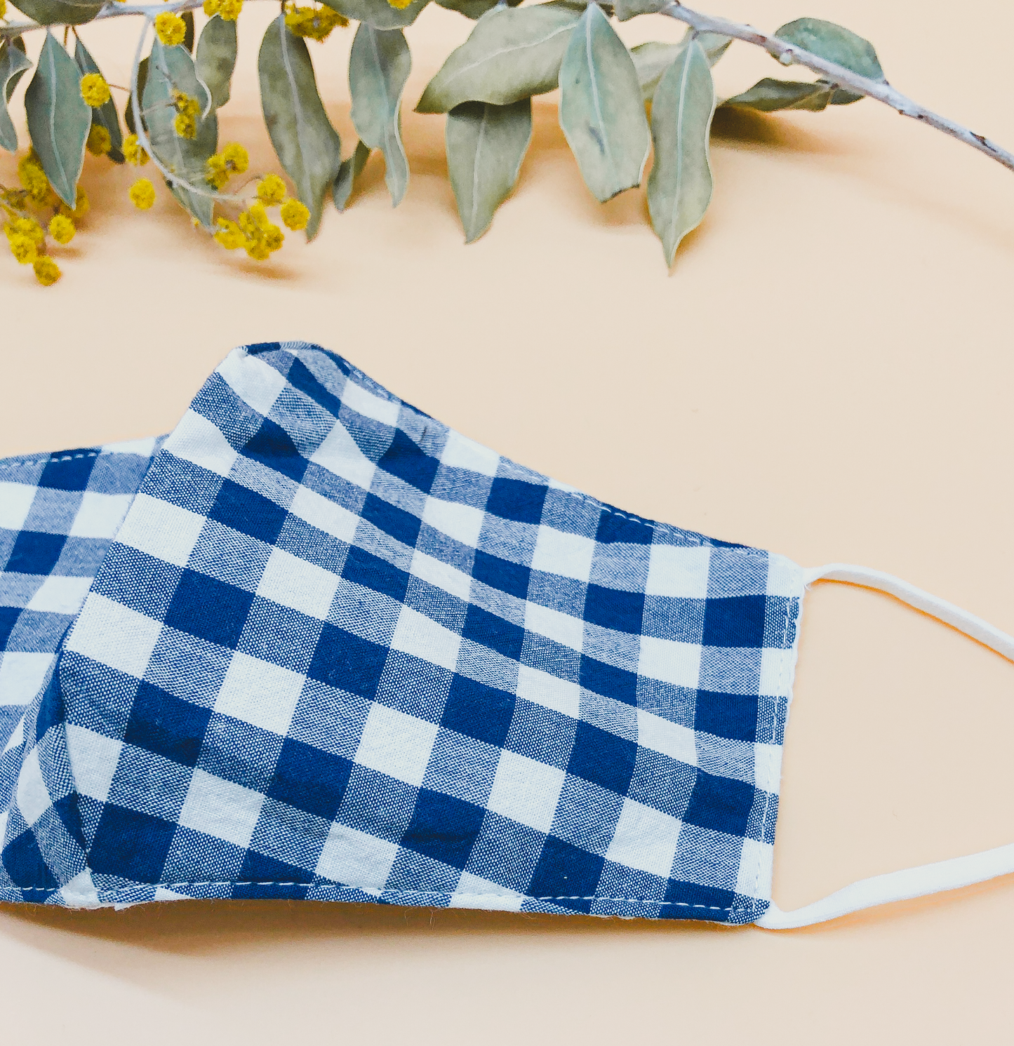 Gingham Reusable Face Mask in Navy by Veronique