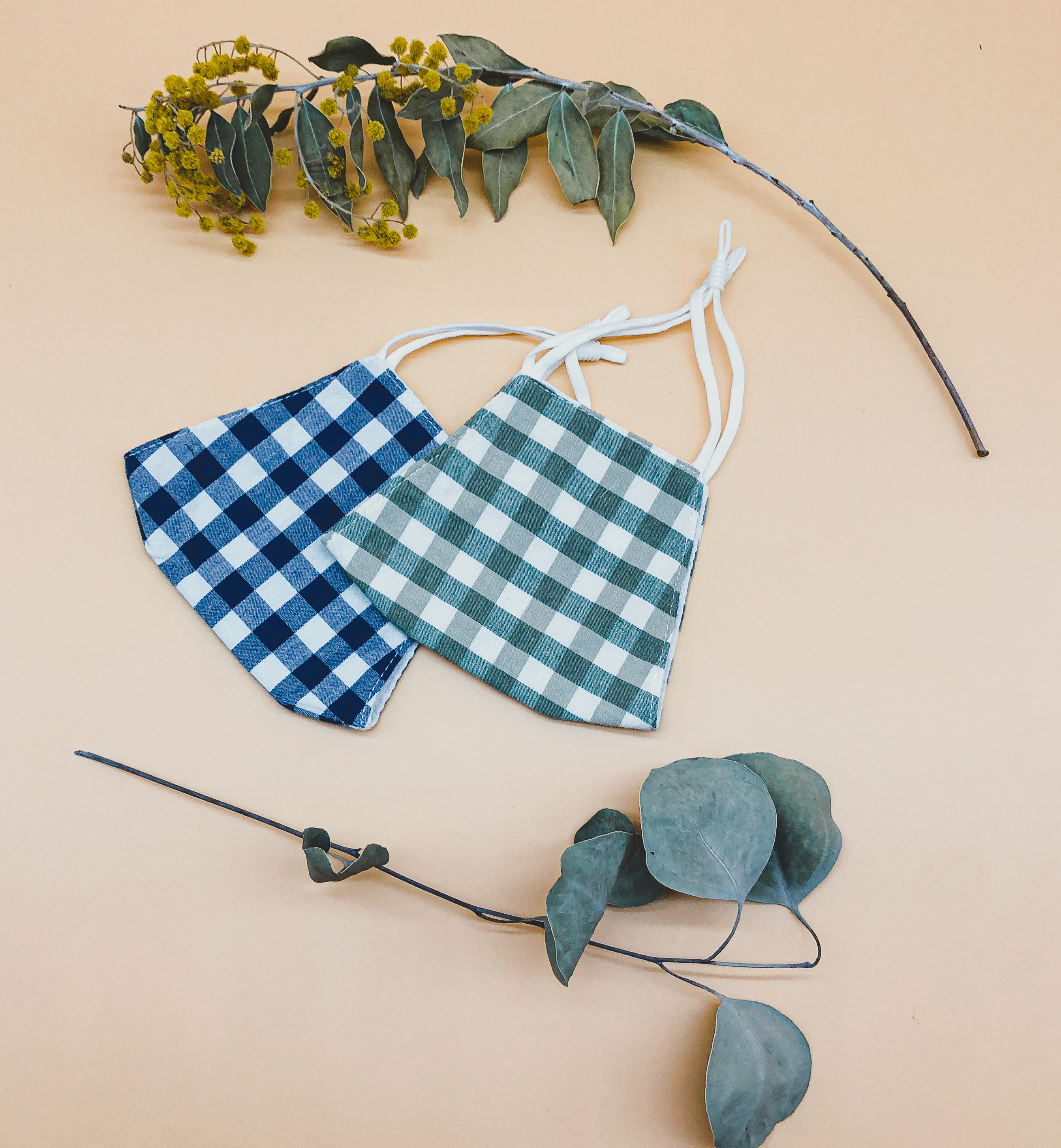 Gingham Reusable Face Mask in Navy by Veronique