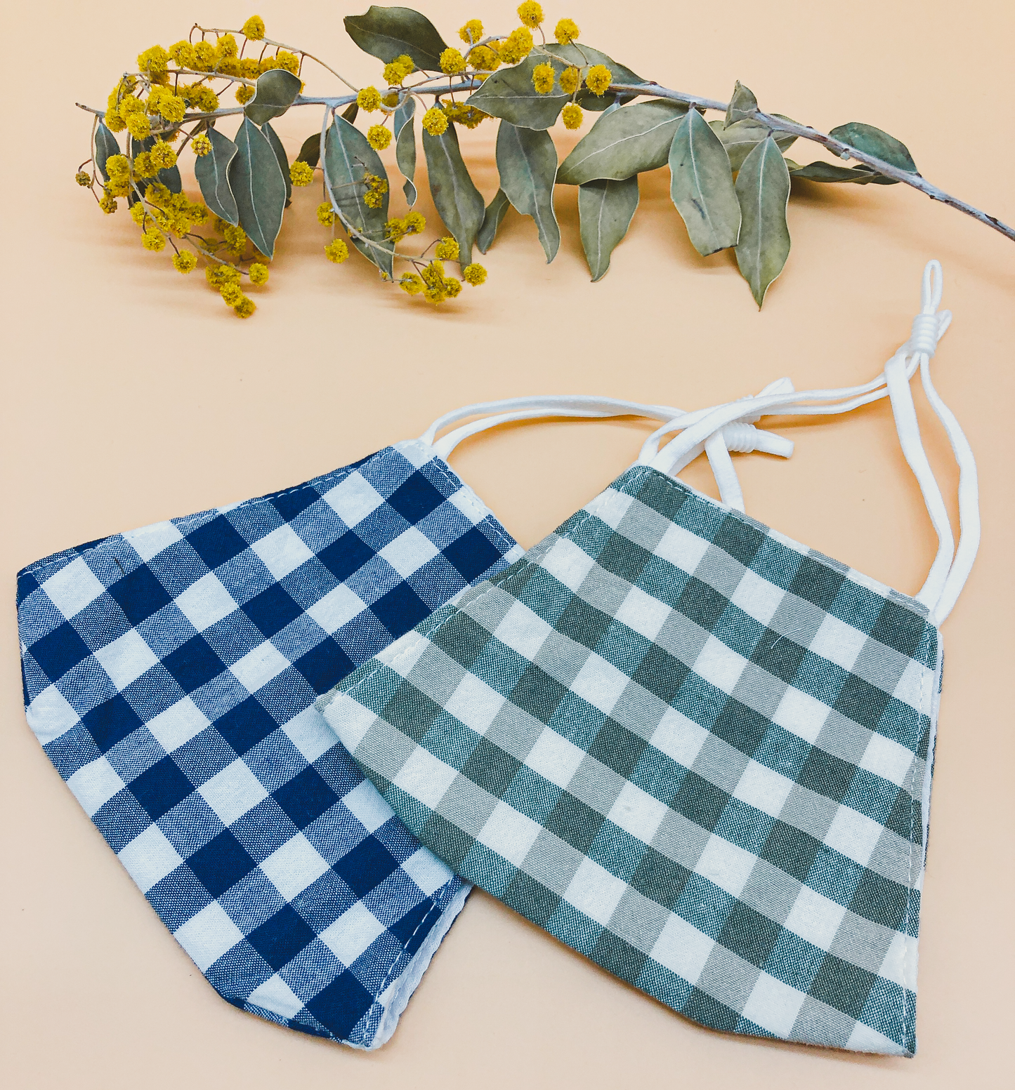 Gingham Reusable Face Mask in Navy by Veronique