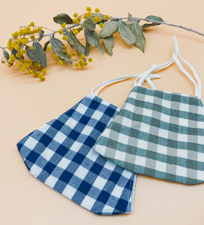 Gingham Reusable Face Mask in Navy by Veronique