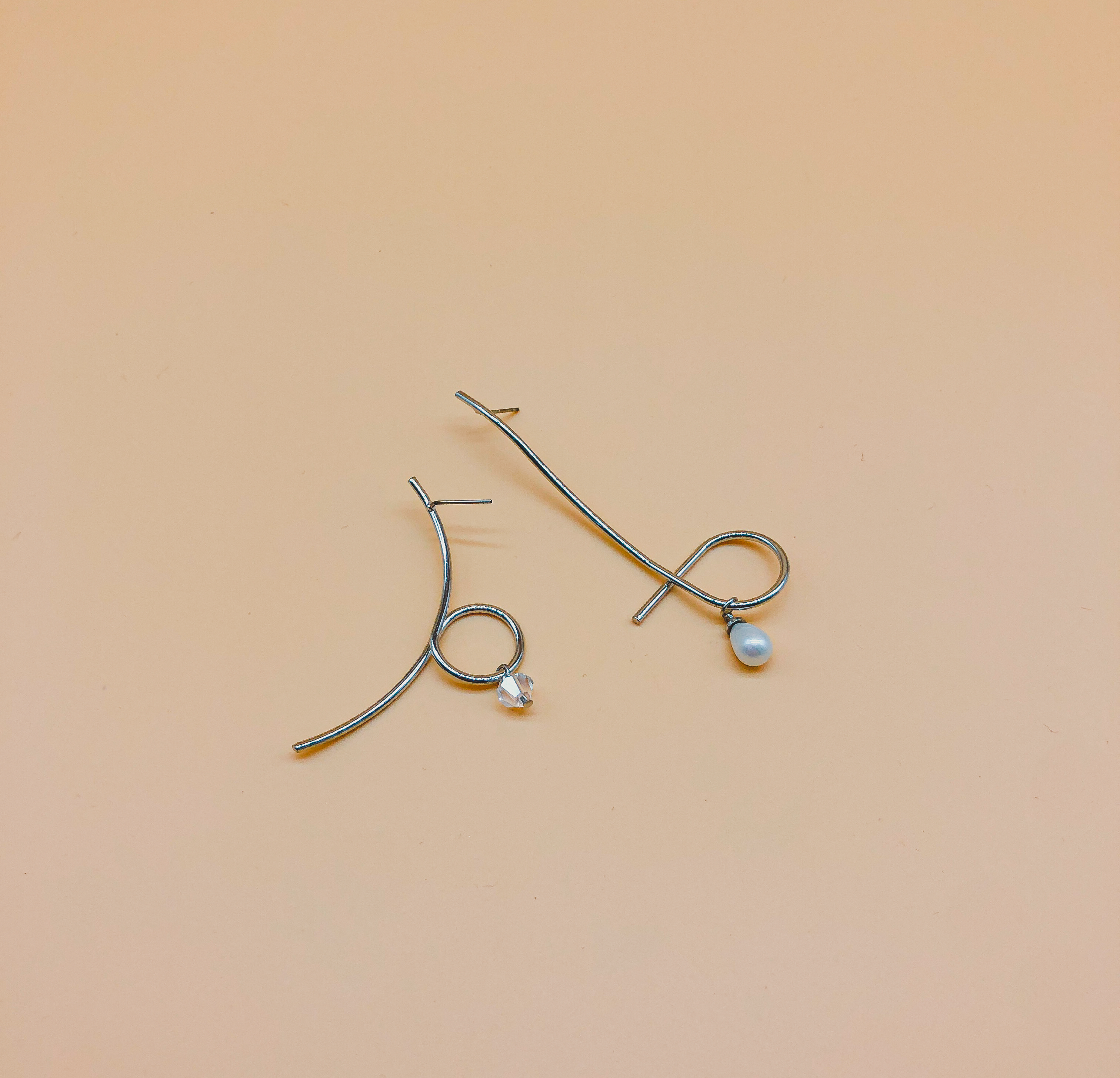 Asymmetrical Pearl Earrings by Veronique