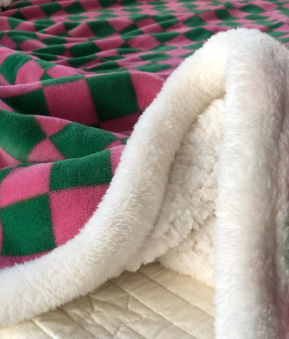 Posie Checkered Velour Blanket by PROSE Décor