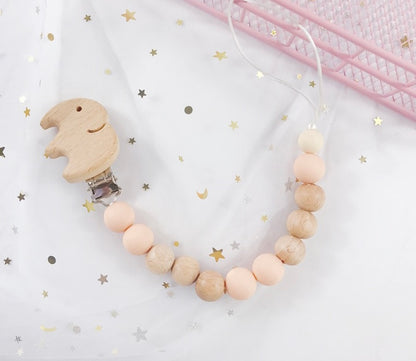 Pacifier Clip Silicon and Wooden Beads by PROSE