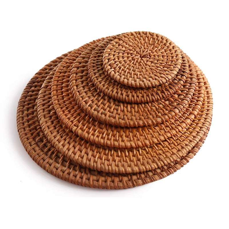 Handwoven Rattan Coasters (8CM)  by PROSE Tabletop