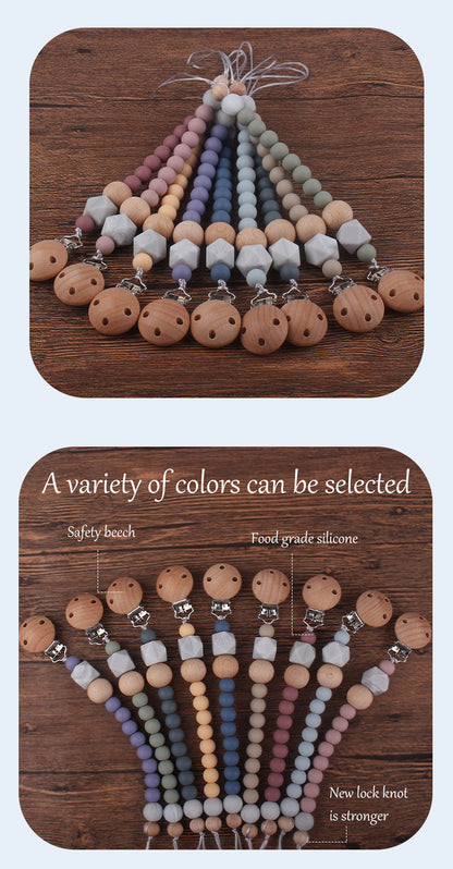 Pacifier Clip Silicon and Wooden Beads by PROSE