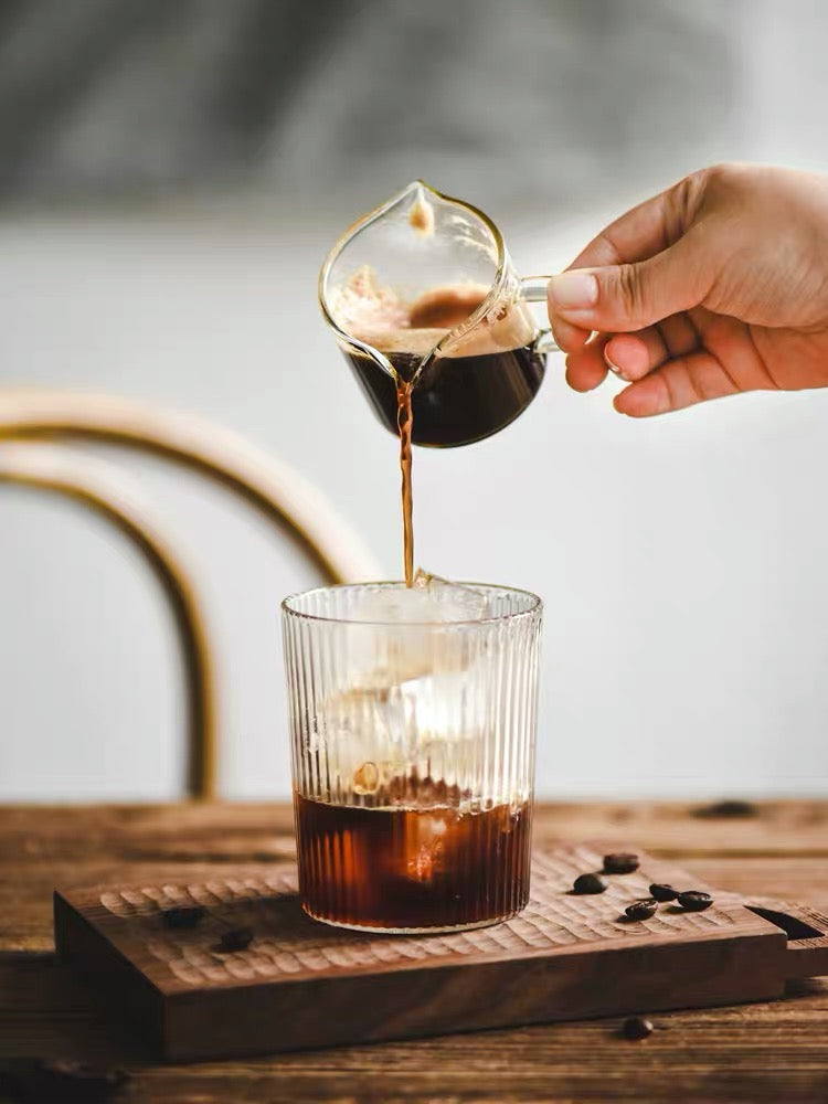 Double spout espresso cup and home barista glassware set
