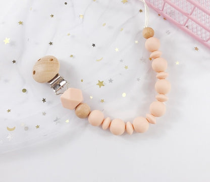 Pacifier Clip Silicon and Wooden Beads by PROSE