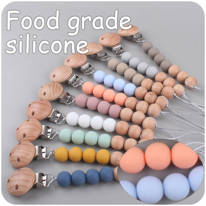 Pacifier Clip Silicon and Wooden Beads by PROSE