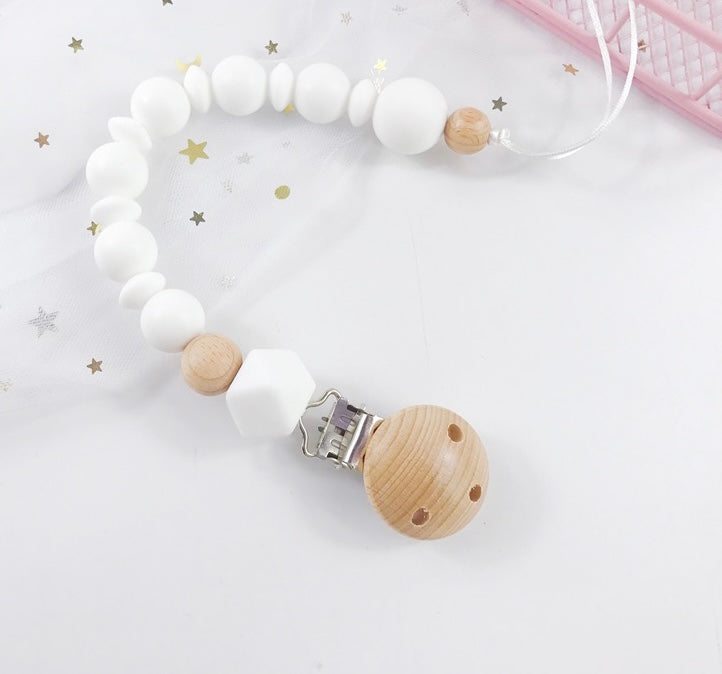 Pacifier Clip Silicon and Wooden Beads by PROSE