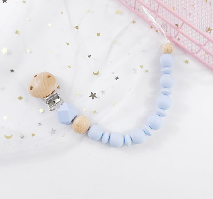 Pacifier Clip Silicon and Wooden Beads by PROSE